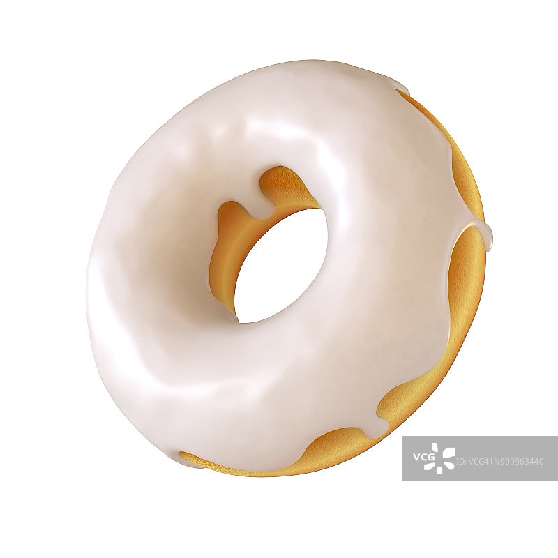 釉面甜甜圈，白色糖霜甜甜圈3d渲染图片素材