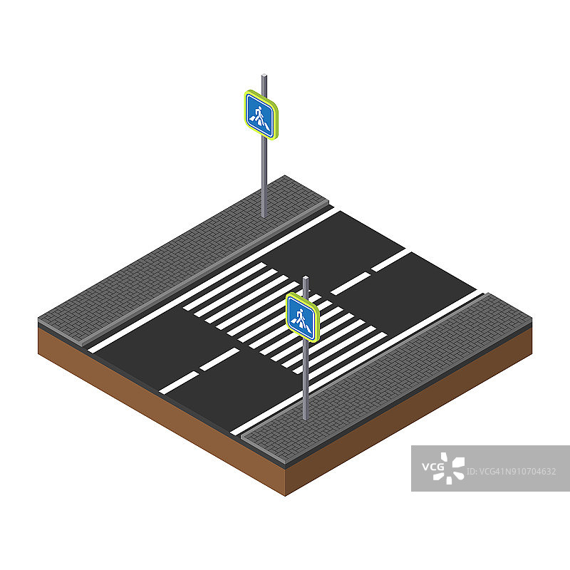 在十字路口图上打印测量交通灯。游戏模板。3d安全人行横道。创意商业城市高速公路十字路口图片素材
