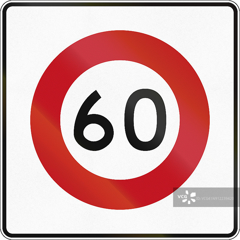 新西兰道路标志RG-1 - 60公里每小时限制图片素材