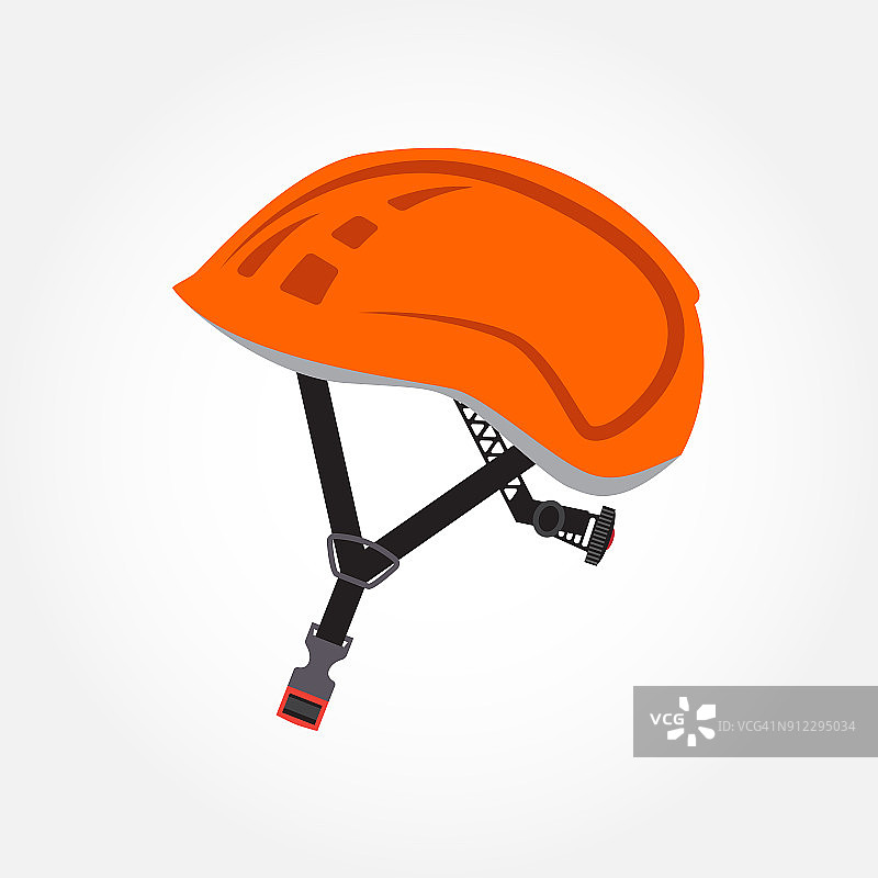 探险徒步橙色头盔。在白色背景上隔离图片素材