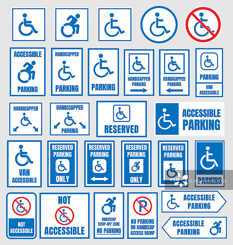 无障碍停车标志，残疾人停车图标图片素材