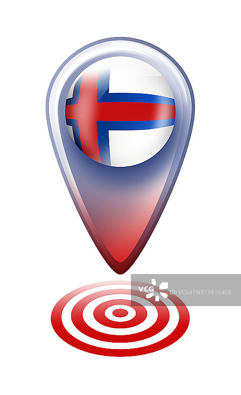 法罗群岛按钮地图指针与旗帜孤立在白色图片素材