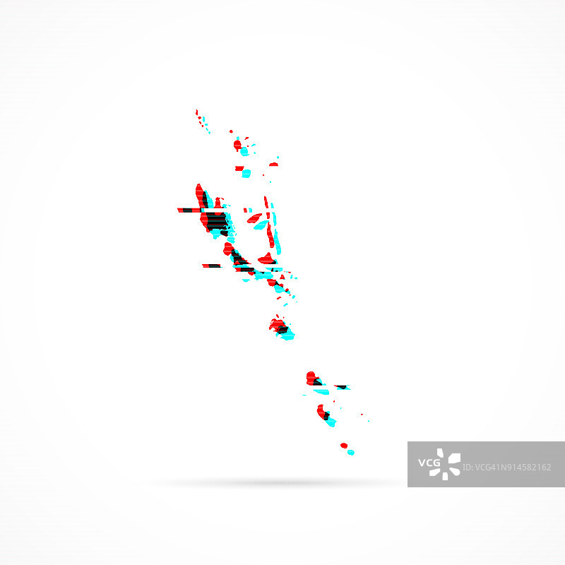 瓦努阿图地图在扭曲的glitch风格。现代时尚的效果图片素材