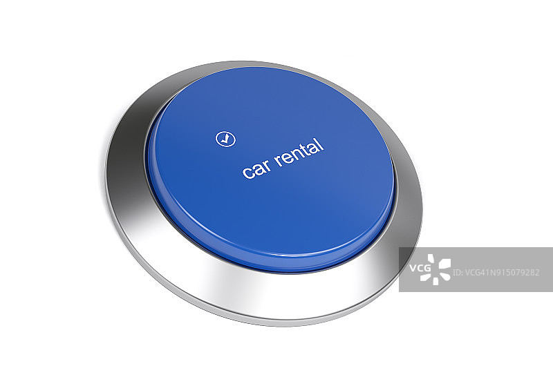 蓝色汽车租赁按钮隔离在白色背景图片素材