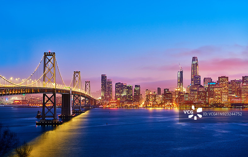 旧金山天际线日落，加利福尼亚州，美国图片素材