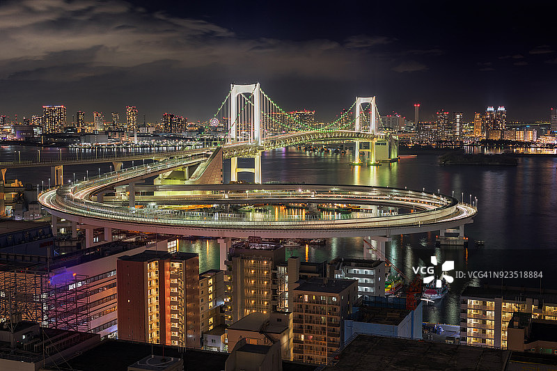 东京彩虹桥夜景图片素材