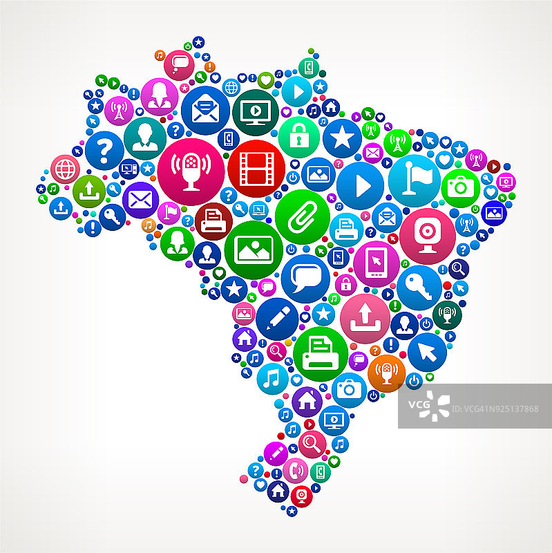 巴西互联网通信技术矢量图标模式图片素材