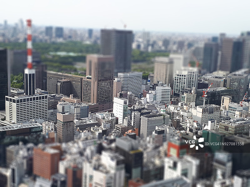 鸟瞰图港区，东京，日本-倾斜转移图片素材