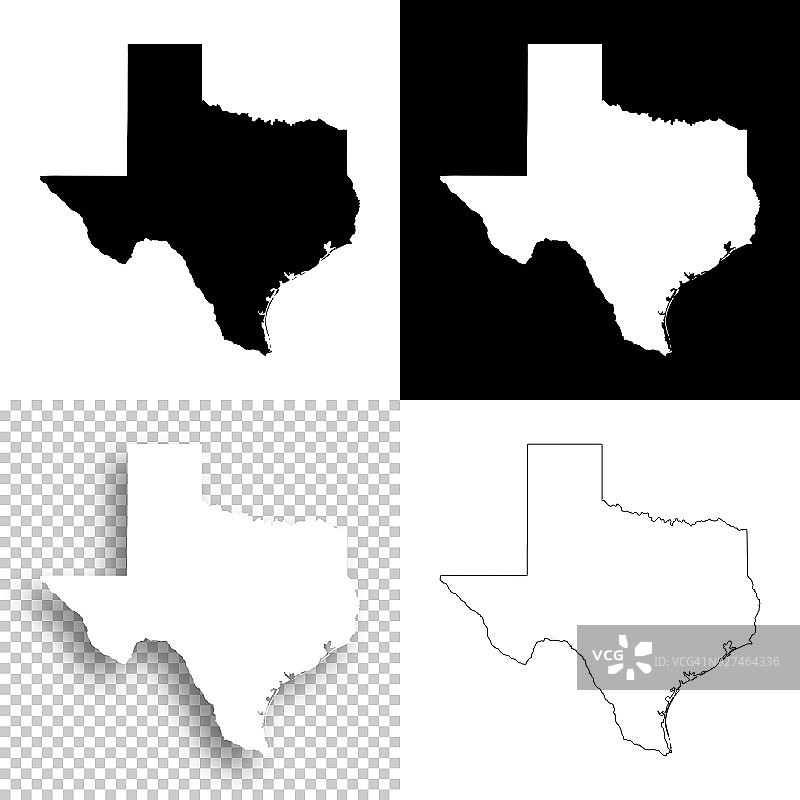 德州地图设计-空白，白色和黑色背景图片素材