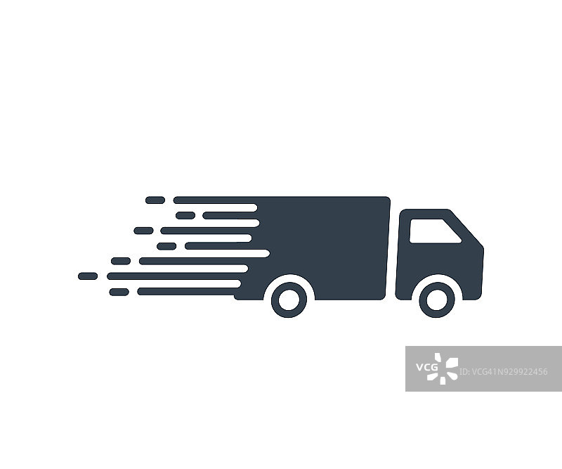 快速运输服务卡车快速行驶的图标。矢量平面插图的快递概念图片素材