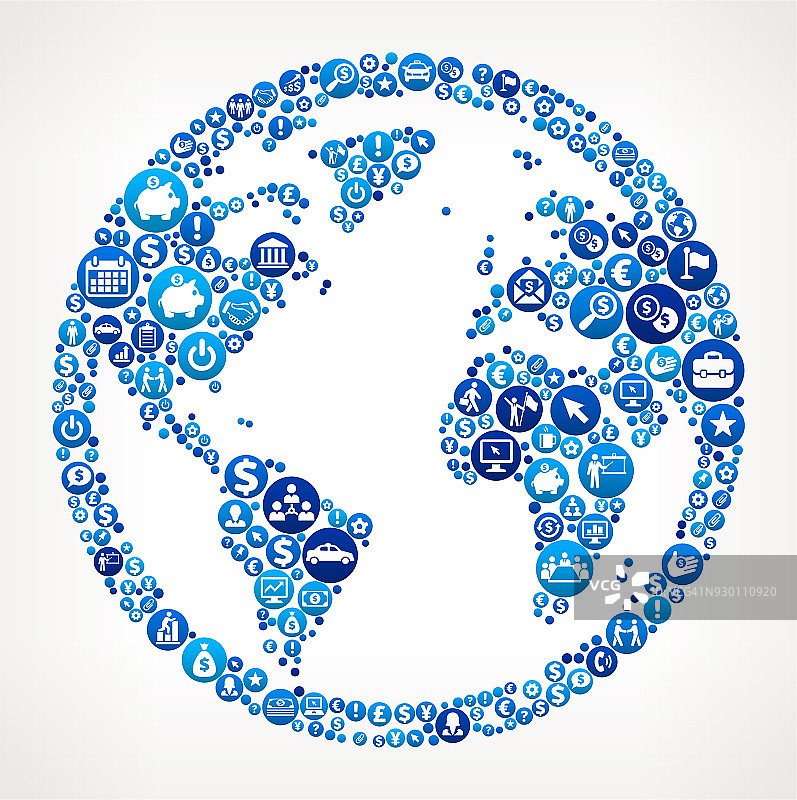 全球商业和金融蓝色图标模式图片素材