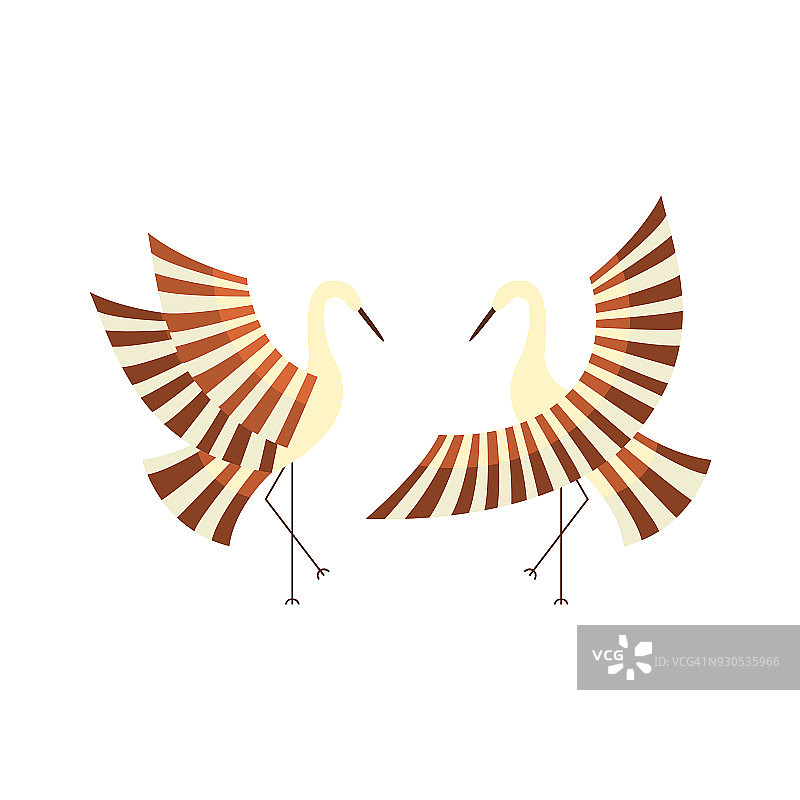 矢量平面卡通日本鹤拍打翅膀图片素材
