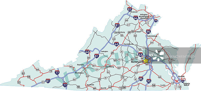 维吉尼亚州际公路地图图片素材
