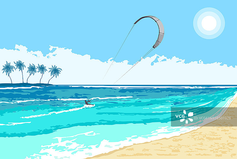 风筝冲浪夏季水上运动海边图片素材