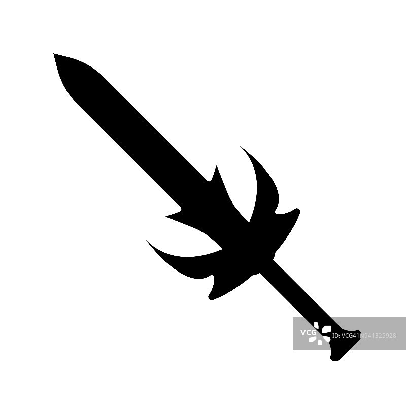 剑图标。幻想和中世纪武器的标签。简单的风格。矢量图的符号图片素材