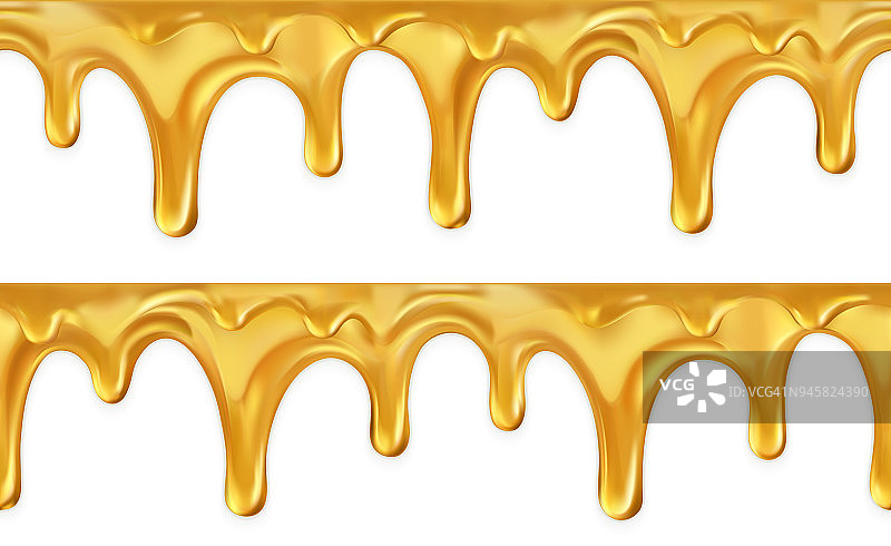 蜂蜜无缝的下降。三维向量组图片素材
