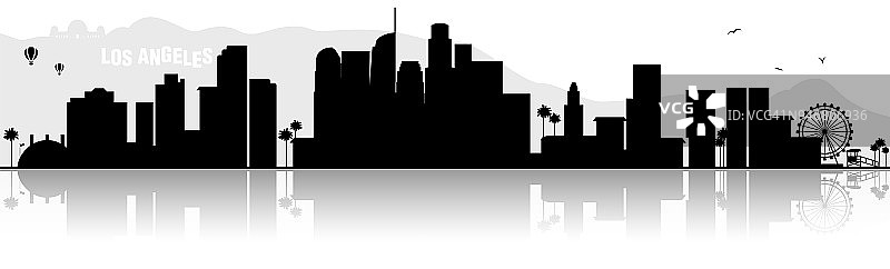 黑色的洛杉矶轮廓线图片素材