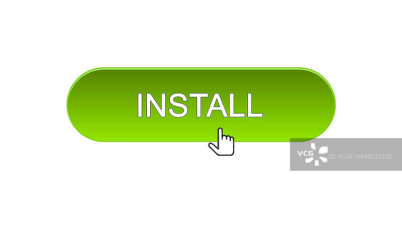 安装网页界面的按钮用鼠标点击，绿色，应用程序图片素材