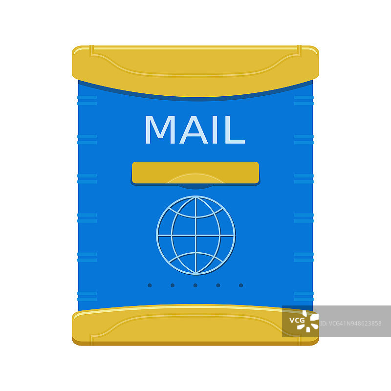 在白色背景上的抽象蓝色邮箱的矢量插图。邮箱,卡通风格。信箱图片素材
