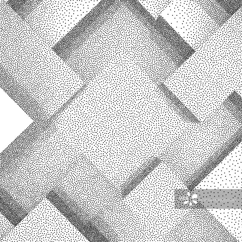 三维块体的抽象背景。黑白颗粒点状设计。点彩派的模式。点画矢量插图。图片素材