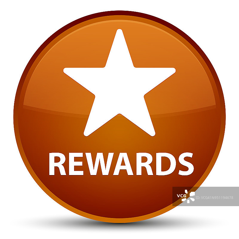 奖励(星星图标)特殊的棕色圆形按钮图片素材