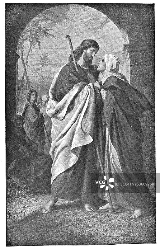 《基督向母亲告别》，作者:Bernhard Plockhorst——19世纪图片素材