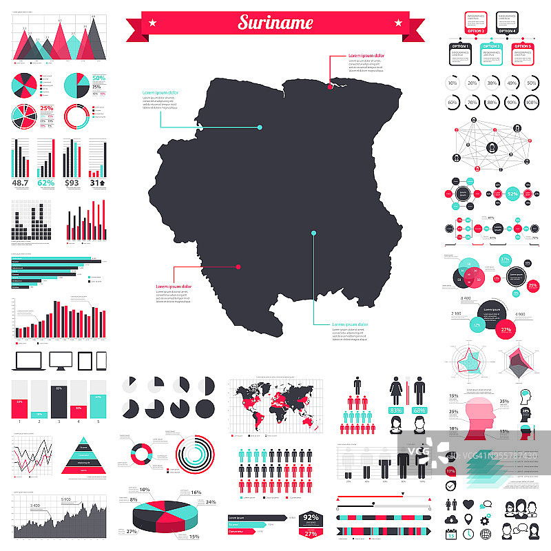 苏里南地图与信息图表元素-大创意图形集图片素材