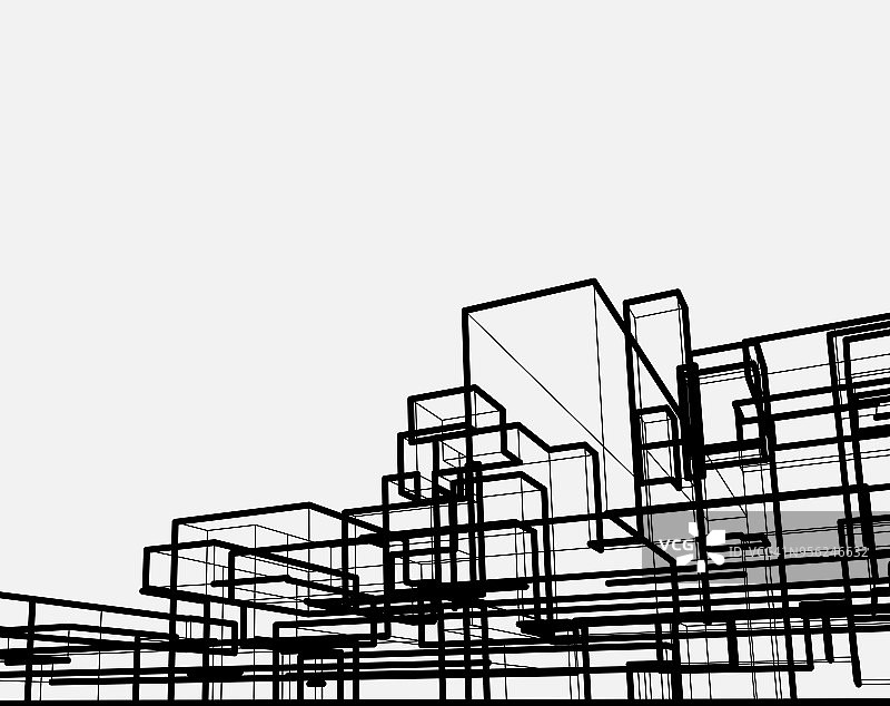 线条风格的城市建筑结构图片素材