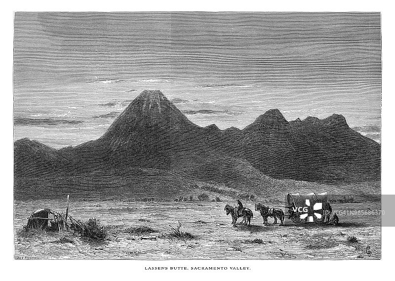 拉森巴特，萨克拉门托谷，美国，北加州，美国维多利亚版画，1872年图片素材