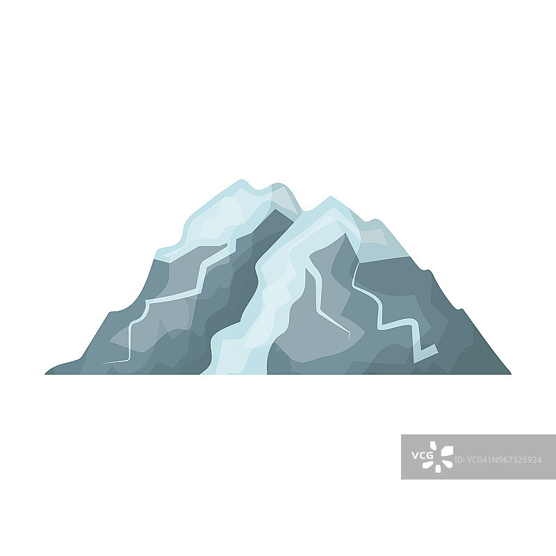 冰山所有的裂缝。有冰山的山。不同的山单一图标在卡通风格矢量符号股票插图。图片素材
