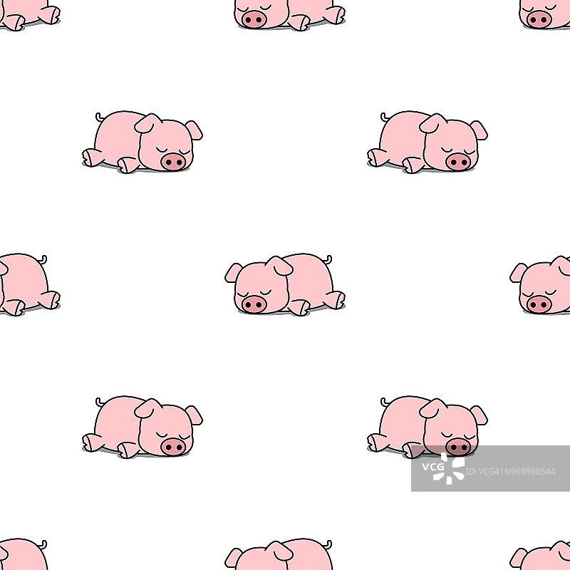 懒猪睡觉无缝模式，矢量插图图片素材
