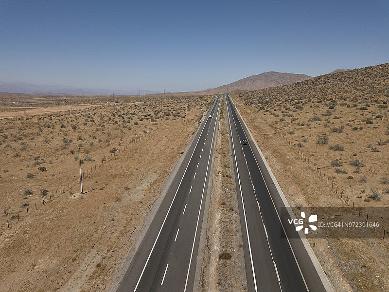 通往无限沙漠公路的平行路图片素材