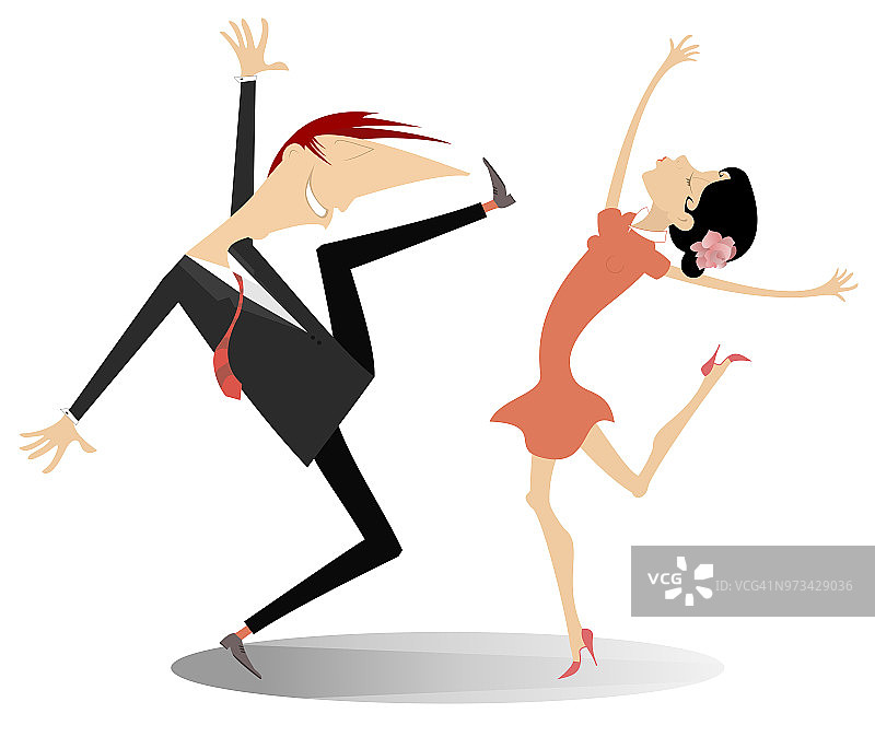 跳舞的年轻夫妇插图孤立图片素材