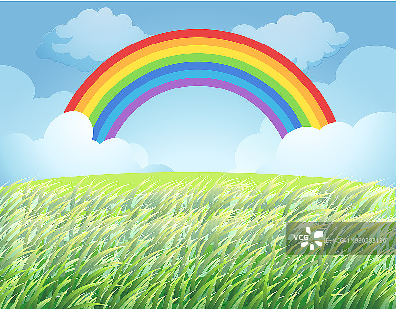 稻田上的彩虹图片素材