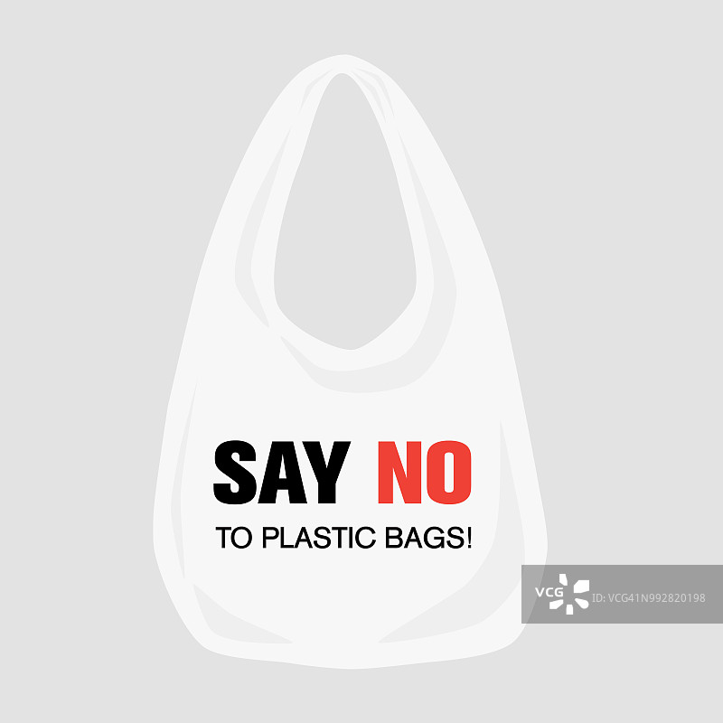 标题塑料袋说不塑料袋，污染问题，生态概念矢量插图图片素材