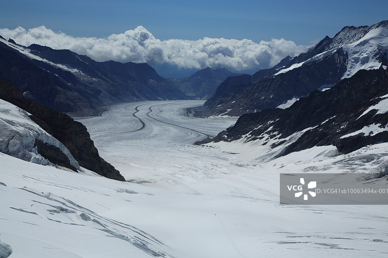 阿莱奇冰川，高架景观图片素材