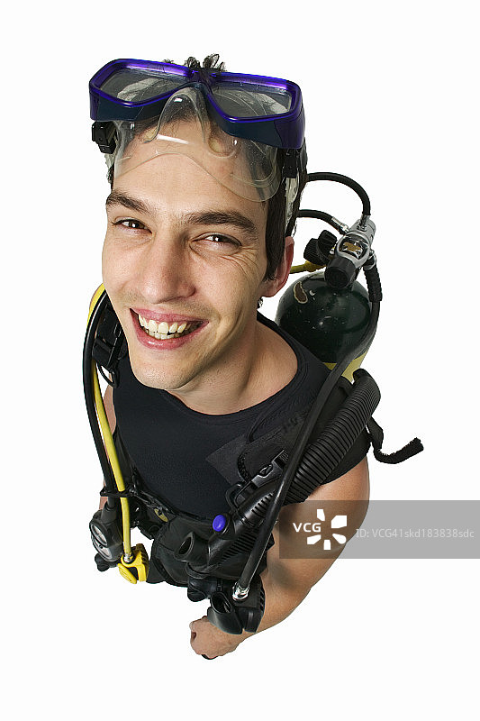 一个潜水员的肖像图片素材