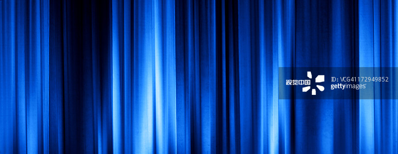蓝色的电影窗帘图片素材