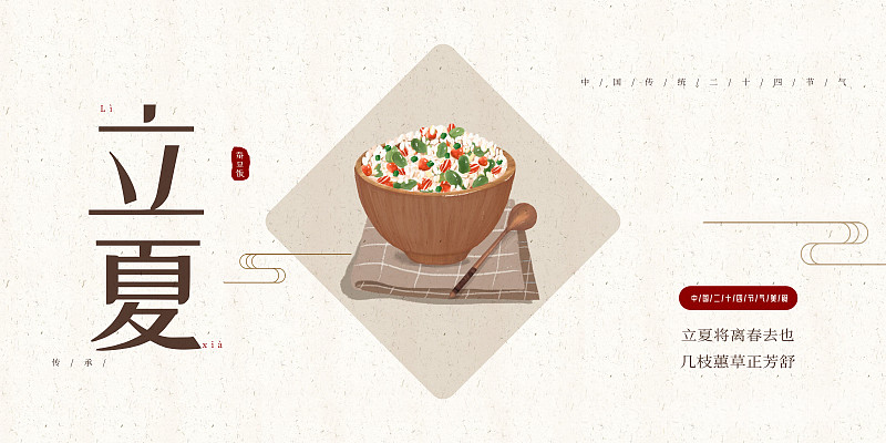 中国风24节气立夏美食展板图片素材