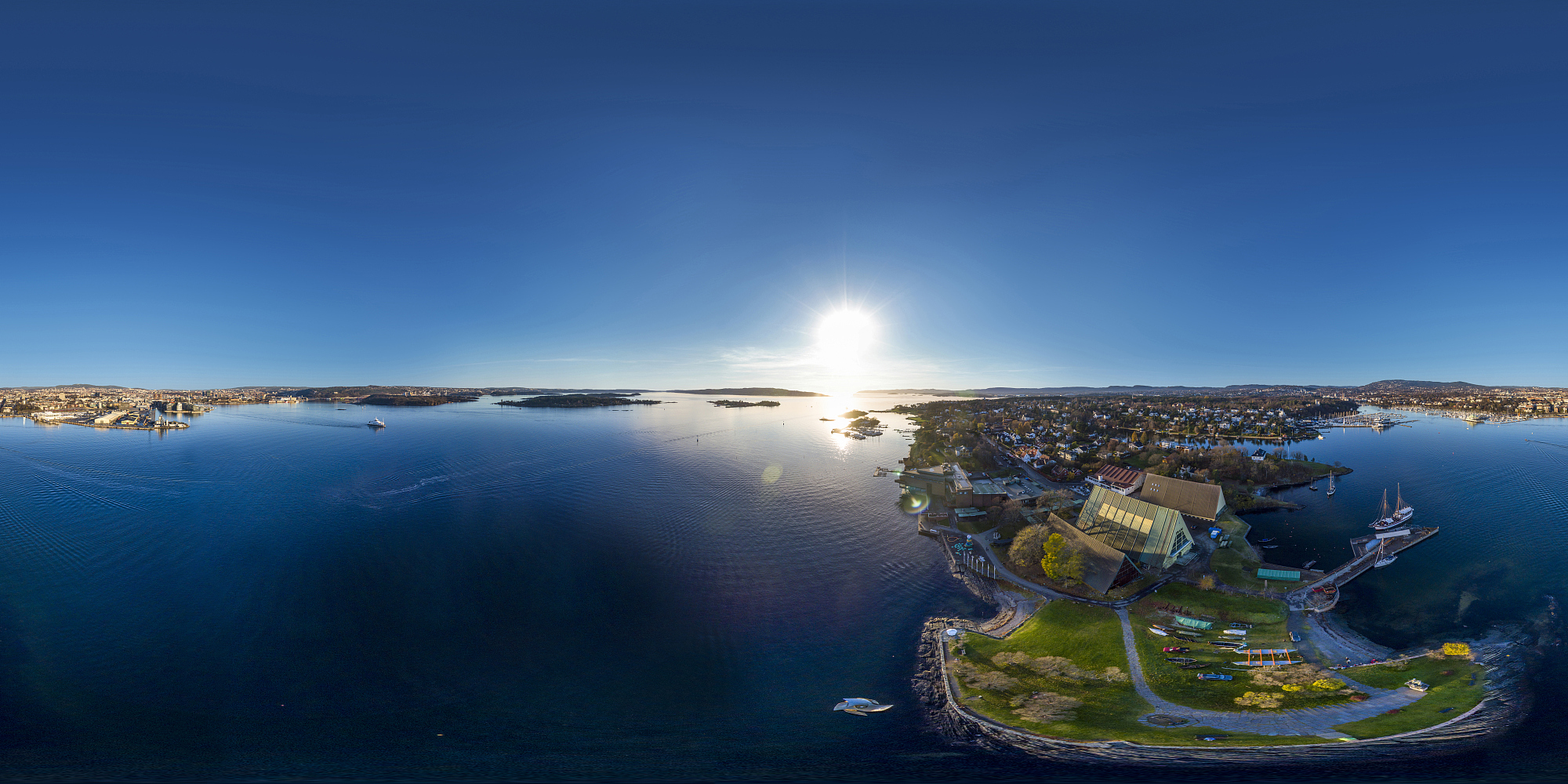 挪威奥斯陆Bygdøyu的360度鸟瞰图图片下载