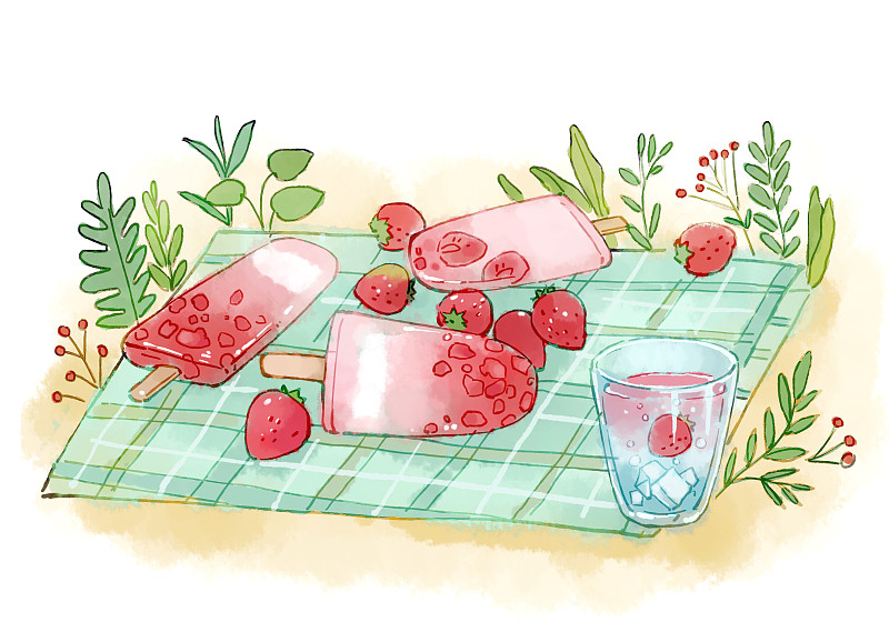 夏日草莓冰棍图片下载