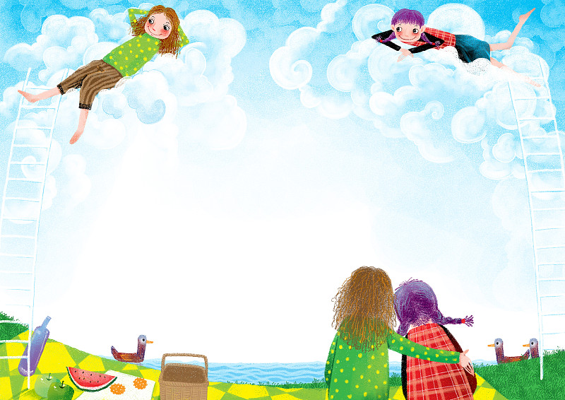 童趣边框插画系列[500幅]-幸福的人们下载