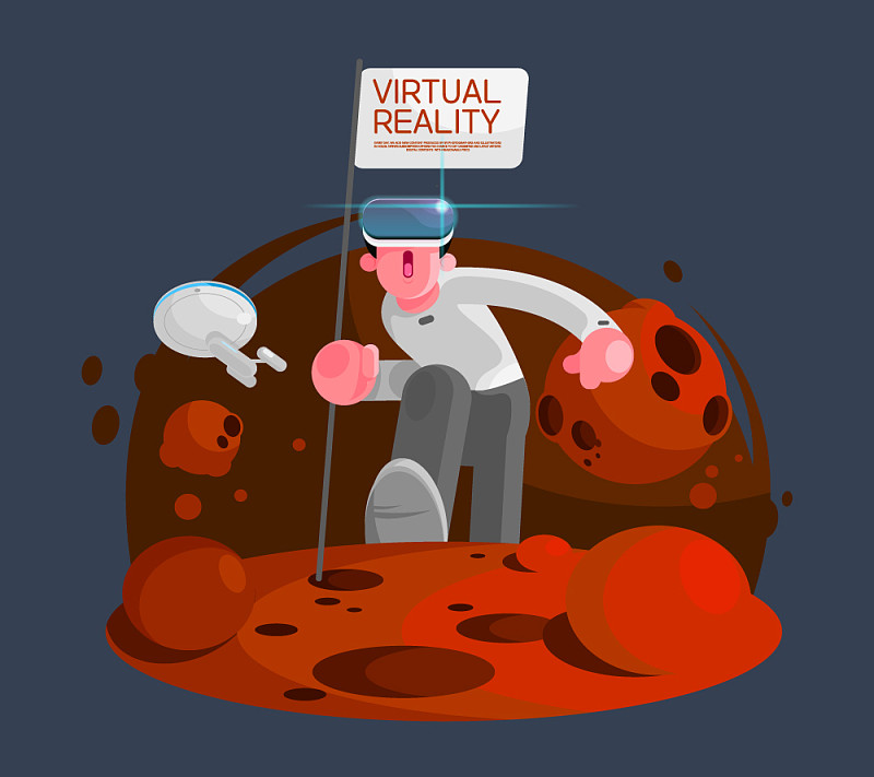 虚拟现实概念矢量插图图片下载