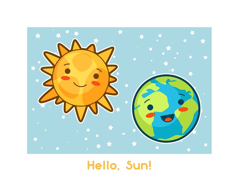 太阳与地球卡通图片