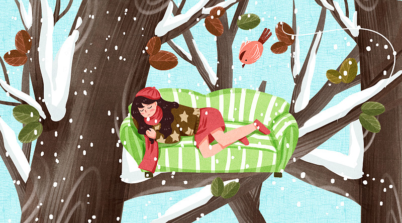 红帽小小女孩的生活二十四节气系列之小雪图片素材