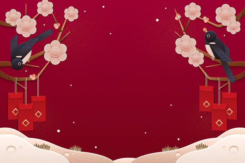 典雅中国新年背景模板图片素材