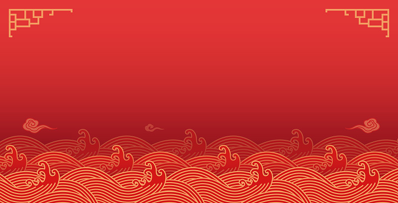 中式传统海浪纹矢量背景图图片素材