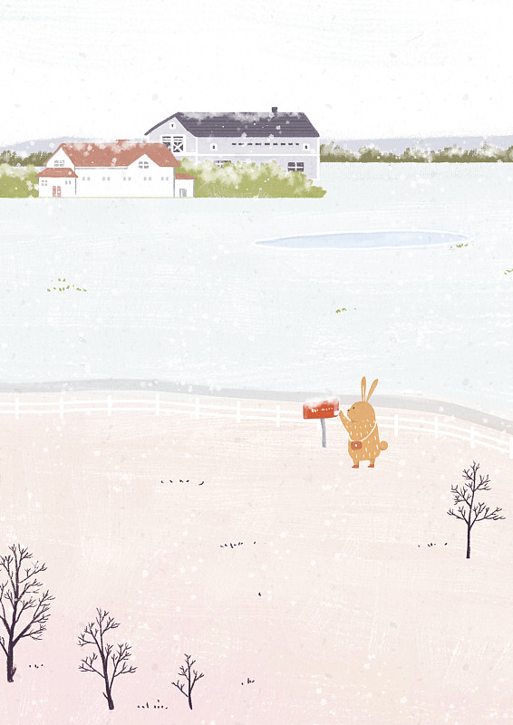 北欧风动物插画二十四节气图立冬图片