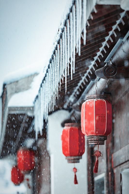 南京夫子庙雪中小景图片下载