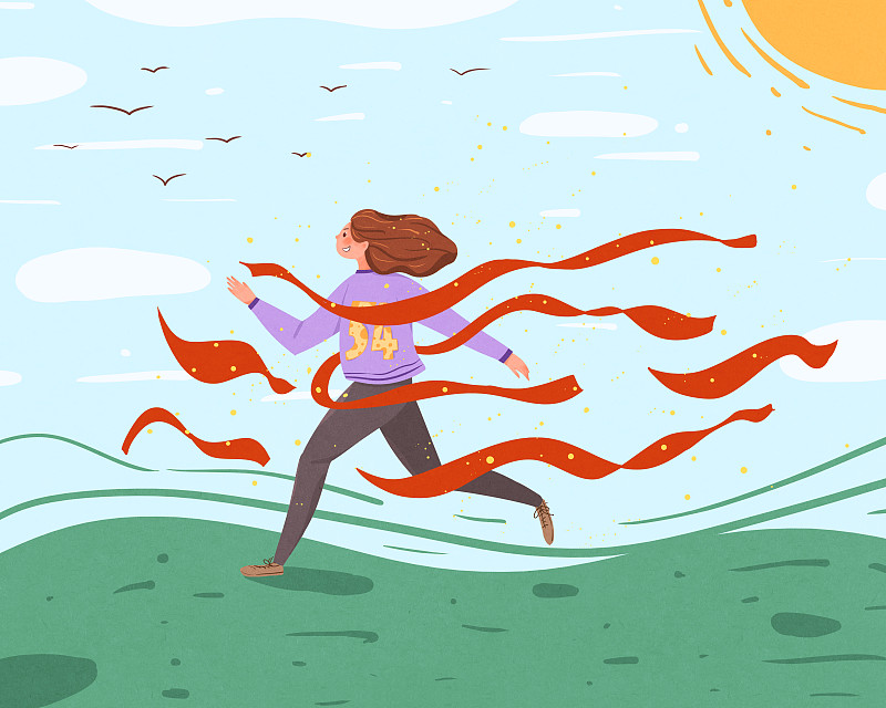 青年节插画奔跑的女孩图片